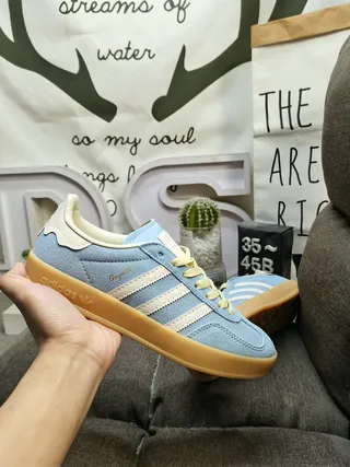 Adidas Blue Beige Suede Upper Gum Rubber Sole Lifestyle Sneakers 5