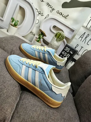 Adidas Blue Beige Suede Upper Gum Rubber Sole Lifestyle Sneakers 7