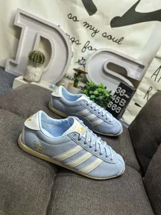 Adidas Blue Beige Suede Upper Three-Stripe Side Panel Lifestyle Sneakers 9