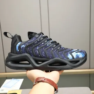 Adidas Blue Black Galaxy-Print Textile Upper Layered Strap Cage Chunky Sneakers