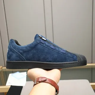 Adidas Blue Black Suede Upper Zipper Closure Lifestyle Sneakers