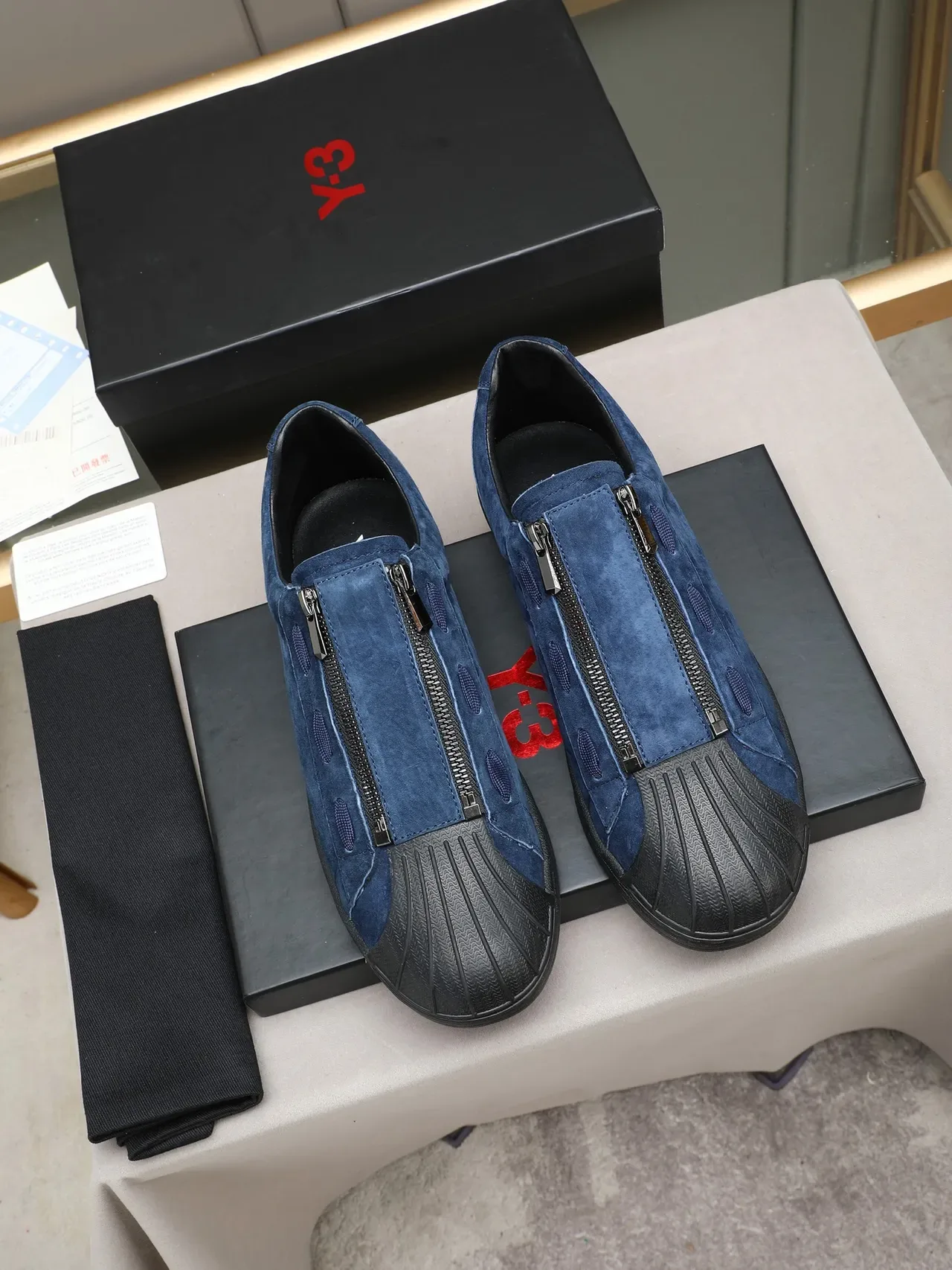 Adidas Blue Black Suede Upper Zipper Closure Lifestyle Sneakers 2