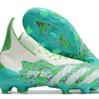 Adidas Blue Green High-Cut Sock-Fit Collar Graffiti-Print Upper Firm-Ground Soccer Shoes