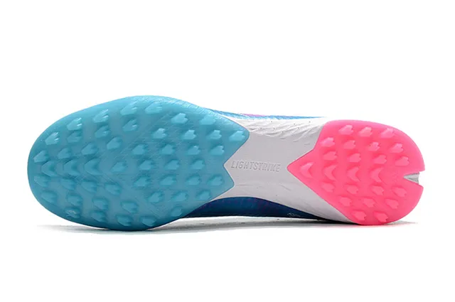 Adidas Chaussures de football en gazon avec upper en tricot bleu rose et lacets asymétriques 6