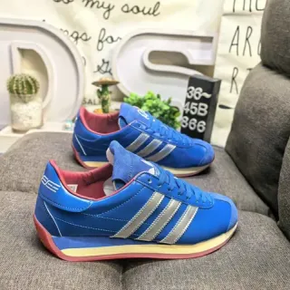 Adidas Blue Red Low-Top Three-Stripe Side Panel Lifestyle Sneakers