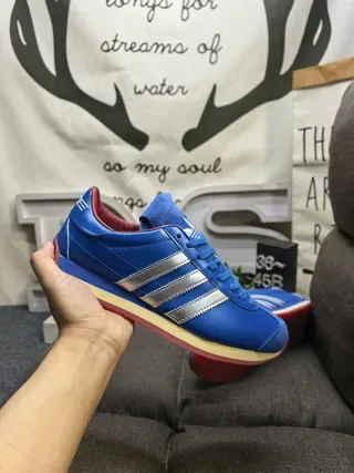 Adidas Blue Red Low-Top Three-Stripe Side Panel Lifestyle Sneakers 5