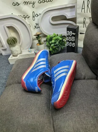 Adidas Blue Red Low-Top Three-Stripe Side Panel Lifestyle Sneakers 6