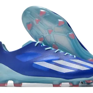 Adidas Blue Transparent Low-Cut Synthetic Upper Asymmetrical Lacing Firm-Ground Soccer Shoes