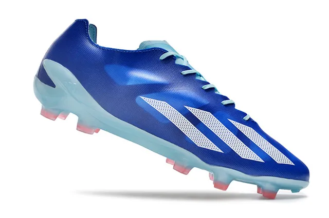 Adidas Blue Transparent Low-Cut Synthetic Upper Asymmetrical Lacing Firm-Ground Soccer Shoes 2