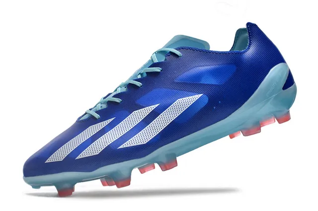 Adidas Blue Transparent Low-Cut Synthetic Upper Asymmetrical Lacing Firm-Ground Soccer Shoes 3