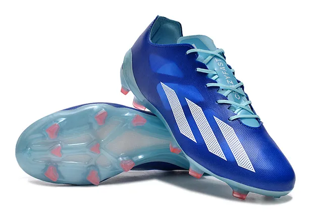 Adidas Blue Transparent Low-Cut Synthetic Upper Asymmetrical Lacing Firm-Ground Soccer Shoes 4