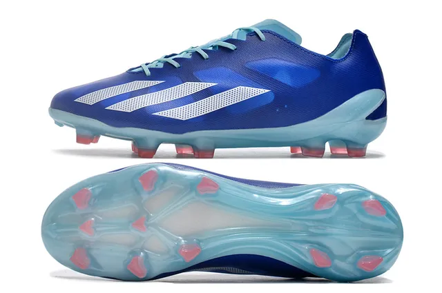 Adidas Blue Transparent Low-Cut Synthetic Upper Asymmetrical Lacing Firm-Ground Soccer Shoes 6