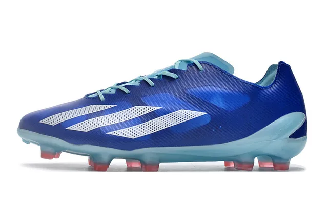 Adidas Blue Transparent Low-Cut Synthetic Upper Asymmetrical Lacing Firm-Ground Soccer Shoes 7