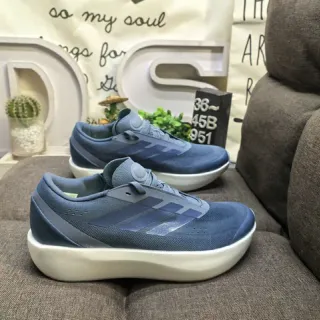 Adidas Blue White Laceless Toggle Closure Knit Mesh Upper Lifestyle Sneakers