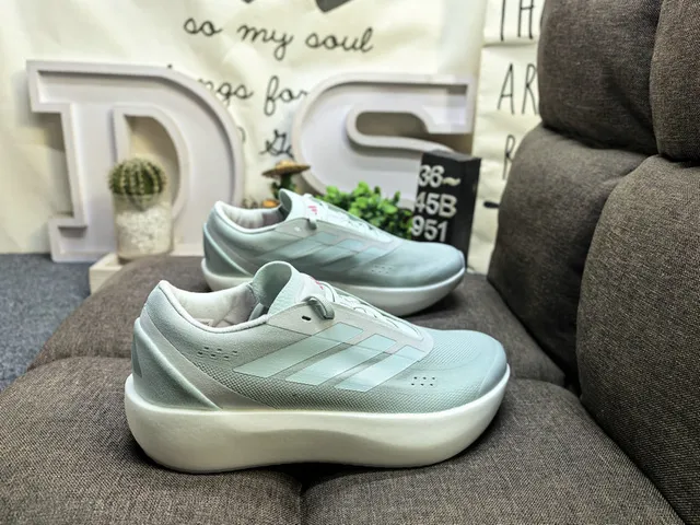Adidas Blue White Laceless Toggle Closure Knit Mesh Upper Lifestyle Sneakers 11