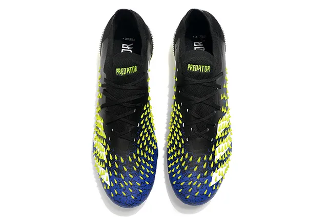 Adidas Bleu Jaune Lacets Asymétriques Clous Coniques Surélevés Terrain Firme Chaussures de Football 2
