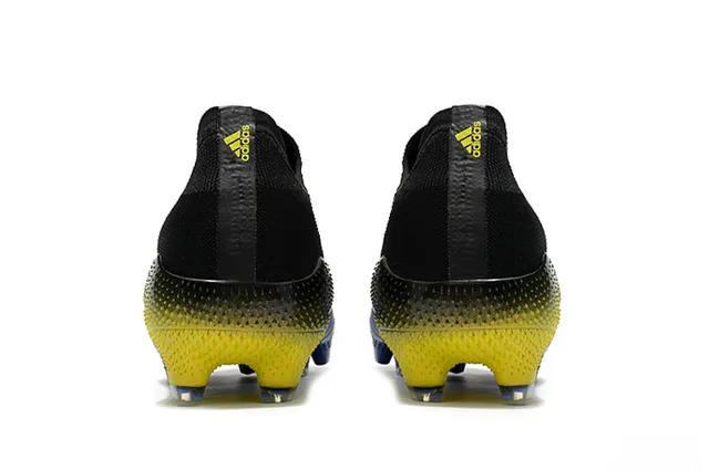 Adidas Bleu Jaune Lacets Asymétriques Clous Coniques Surélevés Terrain Firme Chaussures de Football 3