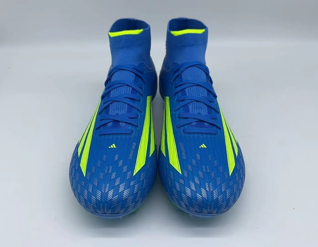 Adidas Blue Yellow High-Cut Knit Collar Asymmetrical Lacing Firm-Ground Soccer Shoes 11