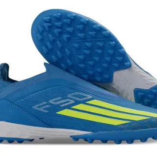 Adidas নীল হলুদ মোজা ফিট কলার খুরদুরে সিন্থেটিক উপর কৃত্রিম ঘাস ফুটবলের জুতা