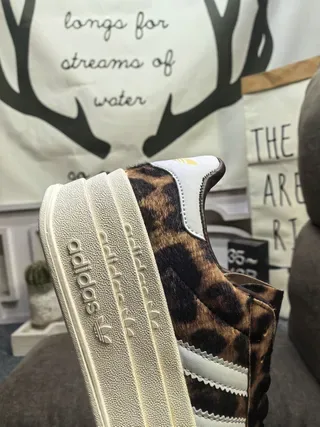 Adidas Brown Beige Leopard-Print Upper Platform Sole Lifestyle Sneakers 3