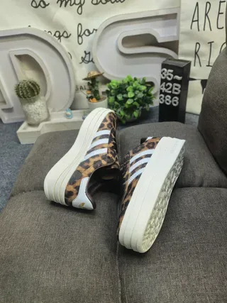 Adidas Brown Beige Leopard-Print Upper Platform Sole Lifestyle Sneakers 6