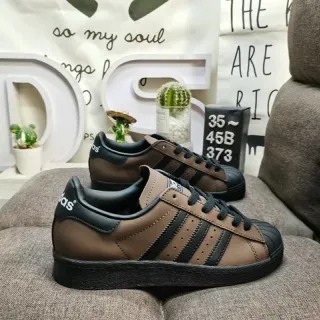 Adidas Brown Black Low-Top Leather Upper Lifestyle Sneakers