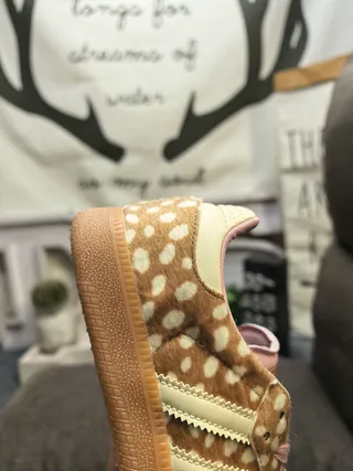 Adidas Brown Pink Deer-Print Upper Cream Stripes Lifestyle Sneakers 3