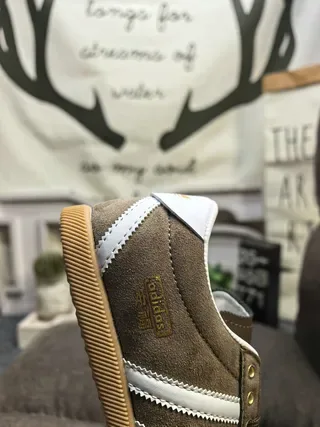 Adidas Brown White Suede Upper Three Stripes Lifestyle Sneakers 3