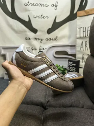 Adidas Brown White Suede Upper Three Stripes Lifestyle Sneakers 5