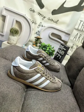 Adidas Brown White Suede Upper Three Stripes Lifestyle Sneakers 9