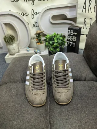 Adidas Brown White Suede Upper Three Stripes Lifestyle Sneakers 10
