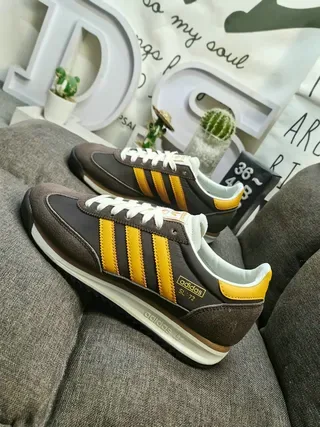 Adidas Brown Yellow Retro Runner Suede-Leather Combo Lifestyle Sneakers 7