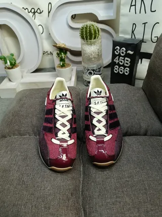 Adidas Burgundy Black Low-Top Textile Upper Lifestyle Sneakers 10