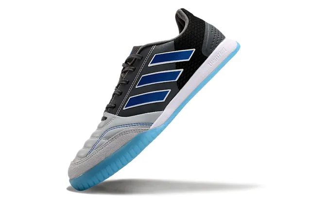 Adidas Copa Black Blue Low-Cut Silhouette جلد صناعي و شبكة علوية أحذية كرة القدم الداخلية 3