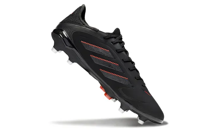 Adidas Copa Preto Vermelho Upper Sintético Detalhe de Listras Costuradas Solo Firme Sapatos de Futebol 2