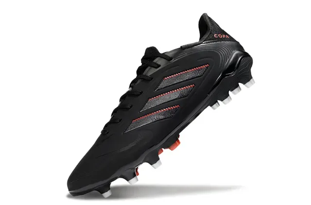 Adidas Copa Preto Vermelho Upper Sintético Detalhe de Listras Costuradas Solo Firme Sapatos de Futebol 3