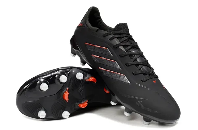 Adidas Copa Preto Vermelho Upper Sintético Detalhe de Listras Costuradas Solo Firme Sapatos de Futebol 4