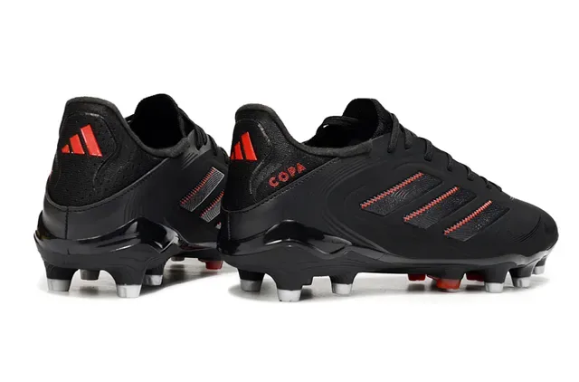 Adidas Copa Preto Vermelho Upper Sintético Detalhe de Listras Costuradas Solo Firme Sapatos de Futebol 5