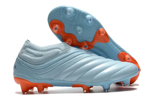 Adidas Copa Blue Orange Sock-Fit Knit Collar Sculpted Ridged Forefoot Overlay Firm-Ground Soccer Shoes 8