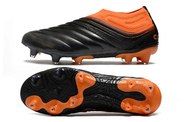 Adidas Copa Blue Orange Sock-Fit Knit Collar Sculpted Ridged Forefoot Overlay Firm-Ground Soccer Shoes 17