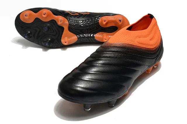 Adidas Copa Blue Orange Sock-Fit Knit Collar Sculpted Ridged Forefoot Overlay Firm-Ground Soccer Shoes 21