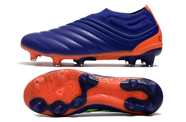 Adidas Copa Blue Orange Sock-Fit Knit Collar Sculpted Ridged Forefoot Overlay Firm-Ground Soccer Shoes 23
