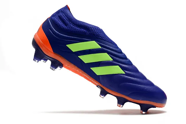 Adidas Copa Blue Orange Sock-Fit Knit Collar Sculpted Ridged Forefoot Overlay Firm-Ground Soccer Shoes 24