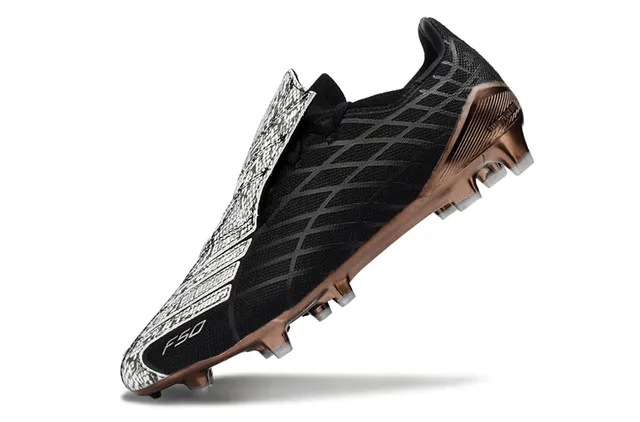 Adidas F50 Black Brown Low-Cut Bootie Upper Geometric Mesh Texture Firm-Ground Soccer Shoes 3
