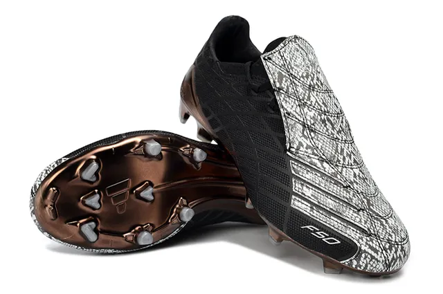 Adidas F50 Black Brown Low-Cut Bootie Upper Geometric Mesh Texture Firm-Ground Soccer Shoes 4