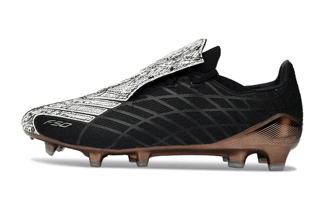 Adidas F50 Black Brown Low-Cut Bootie Upper Geometric Mesh Texture Firm-Ground Soccer Shoes 7