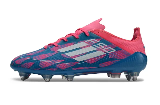অ্যাডিডাস এফ 50 নীল গোলাপি লো-কাট সক-ফিট কলার জ্যামেট্রিক প্রিন্ট ফার্ম-গ্রাউন্ড ফুটবল জুতা 7