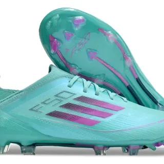 Adidas F50 Blue Pink Low-Cut Sock-Fit Upper Synthetic Textured Shell Firm-Ground Soccer Shoes