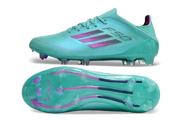 Adidas F50 নীল গোলাপি লো-কাট সক-ফিট আপার সিন্থেটিক টেক্সচার্ড শেল ফার্ম-গ্রাউন্ড সকার শোজ 6
