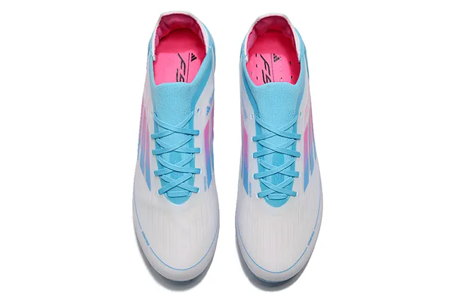 Adidas F50 নীল গোলাপি লো-কাট সক-ফিট আপার সিন্থেটিক টেক্সচার্ড শেল ফার্ম-গ্রাউন্ড সকার শোজ 11